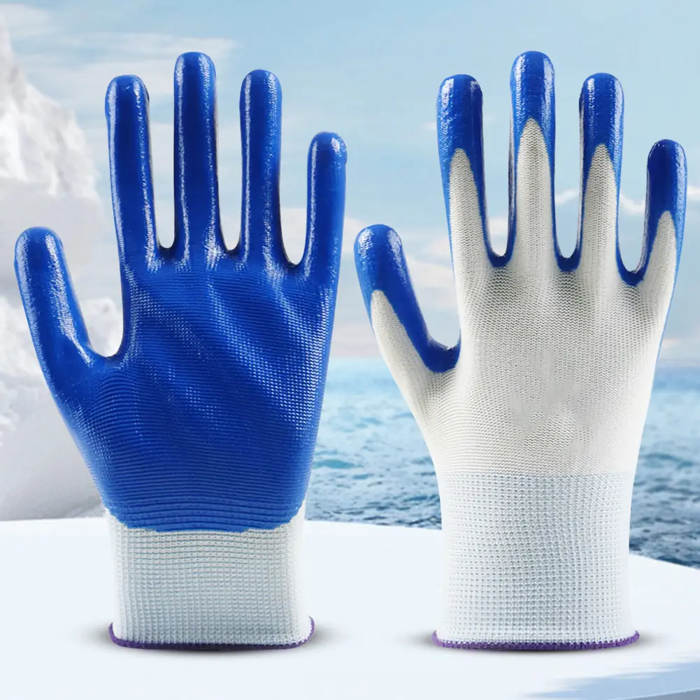 10Pairs Of Non-slip Wear-resistant Breathable Nitrile Gloves Industrial Labor Building Construction Safety Non-slip Work Gloves