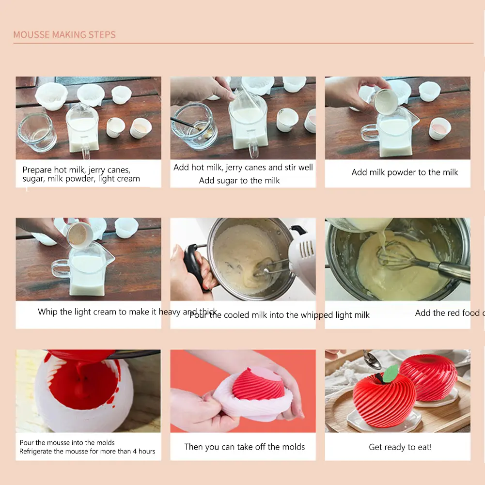 3D Spiral Apple Shape Mousse Cake Silicone Mold Dessert Making Mould Baking Cooking Tools for Christmas Valentines Day Holiday