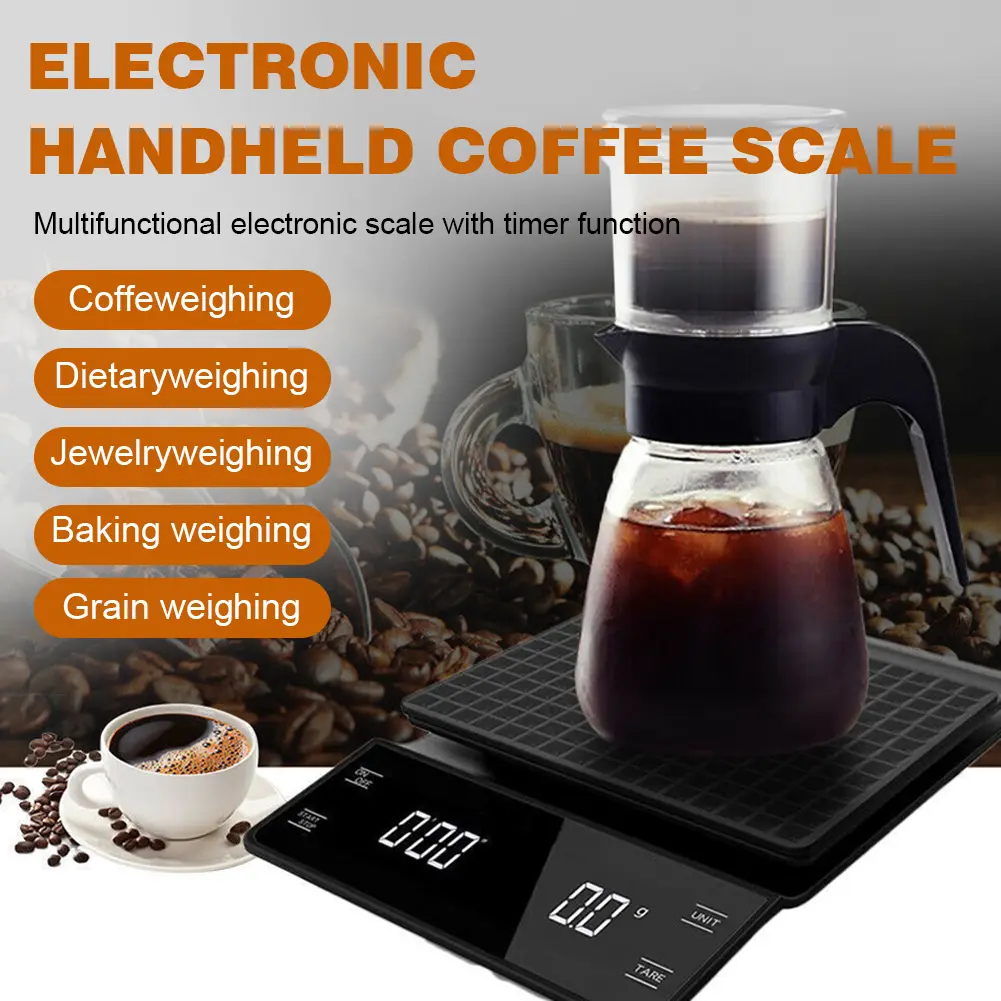Digital Coffee Scale with Timer 3kg/0.1g Digital Kitchen Food Scale Back-Lit LCD Display Electronic Scale for Pour Over Coffee
