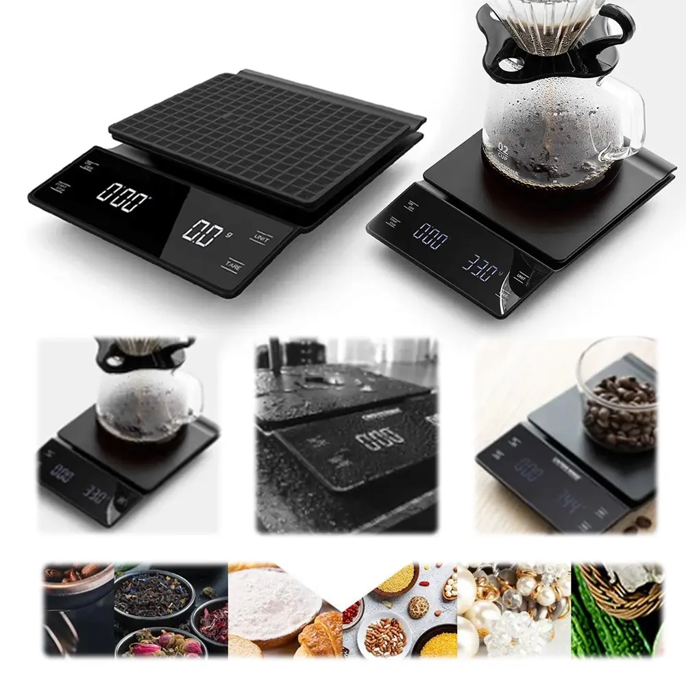 Digital Coffee Scale with Timer 3kg/0.1g Digital Kitchen Food Scale Back-Lit LCD Display Electronic Scale for Pour Over Coffee