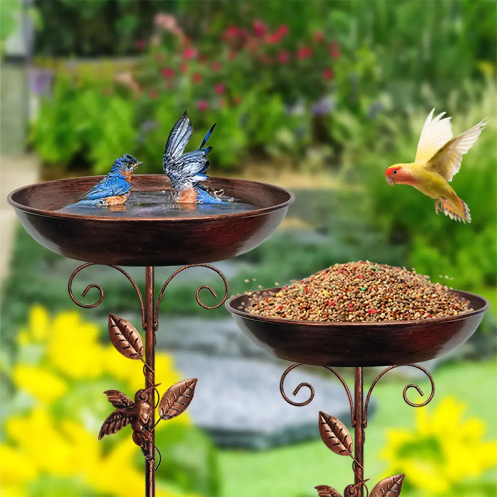 30In Metal Bird Bath for Outside 5-Pronged Base Vintage Freestanding Birdbaths Garden Birdbath Bowl for Garden Patio Yard