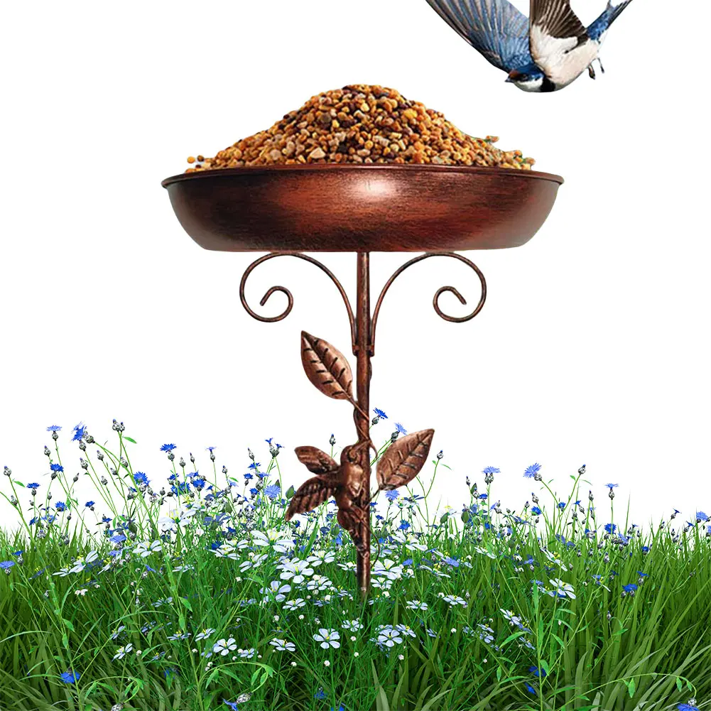 30In Metal Bird Bath for Outside 5-Pronged Base Vintage Freestanding Birdbaths Garden Birdbath Bowl for Garden Patio Yard