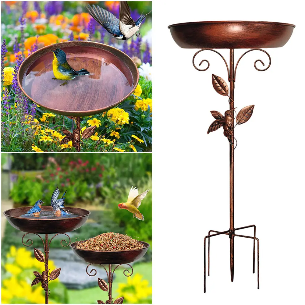 30In Metal Bird Bath for Outside 5-Pronged Base Vintage Freestanding Birdbaths Garden Birdbath Bowl for Garden Patio Yard