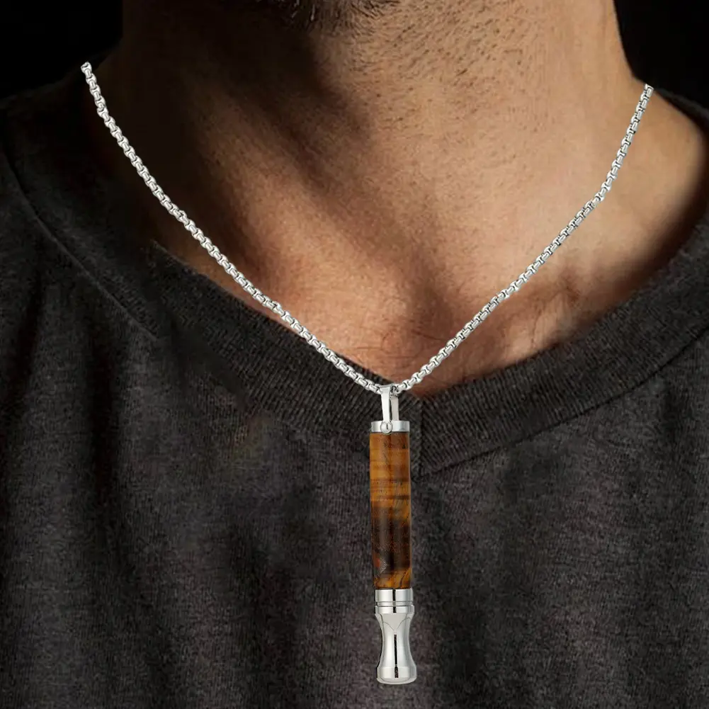 Anti-Smoking Assistance Necklace Stress Relief Energy Stone Tube Necklace with Cotton Core Breathing Necklace for Meditation