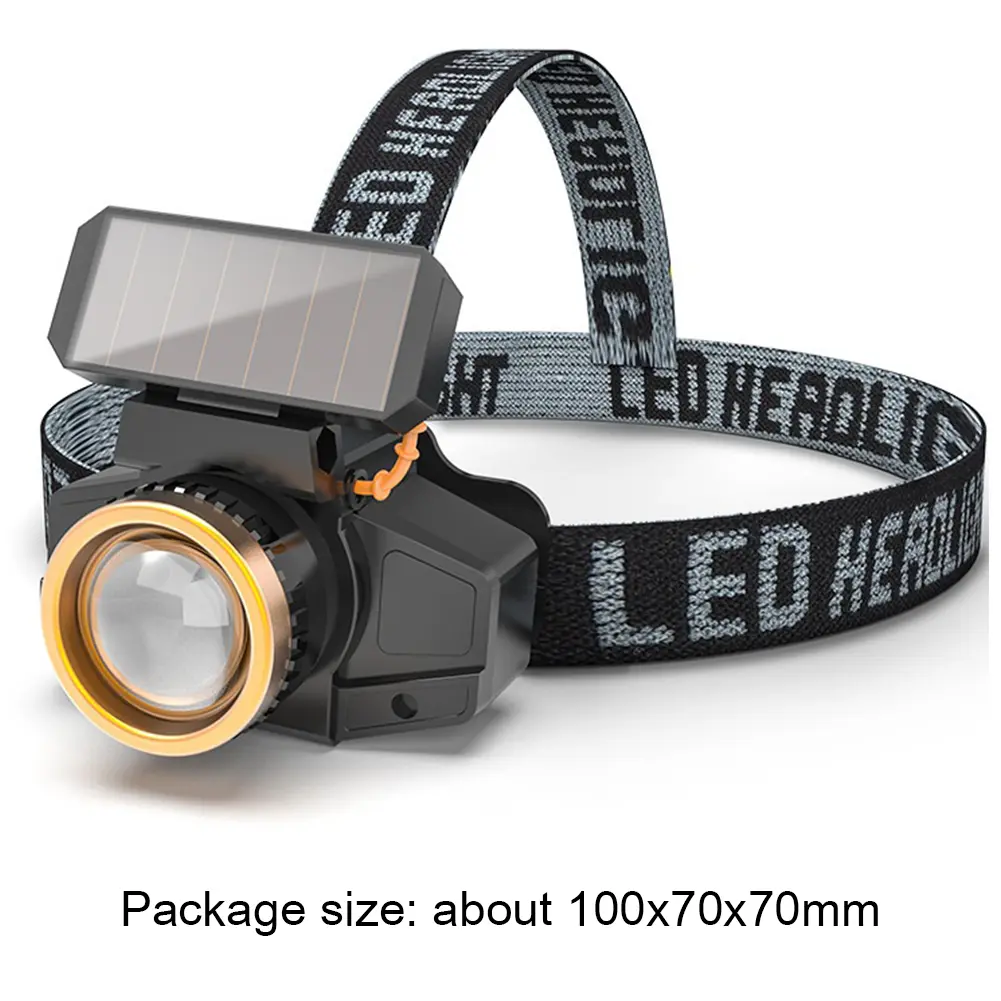 XPE LED Headlamp Sensor Headlight Solar + USB Rechargeable Head Lamp Work Light