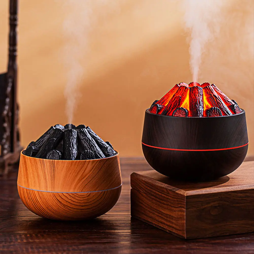 Simulated Charcoal Fire Humidifier Super Quiet Air Humidifier 300ML Mini Humidifier Personal Desktop Humidifier for Home Office