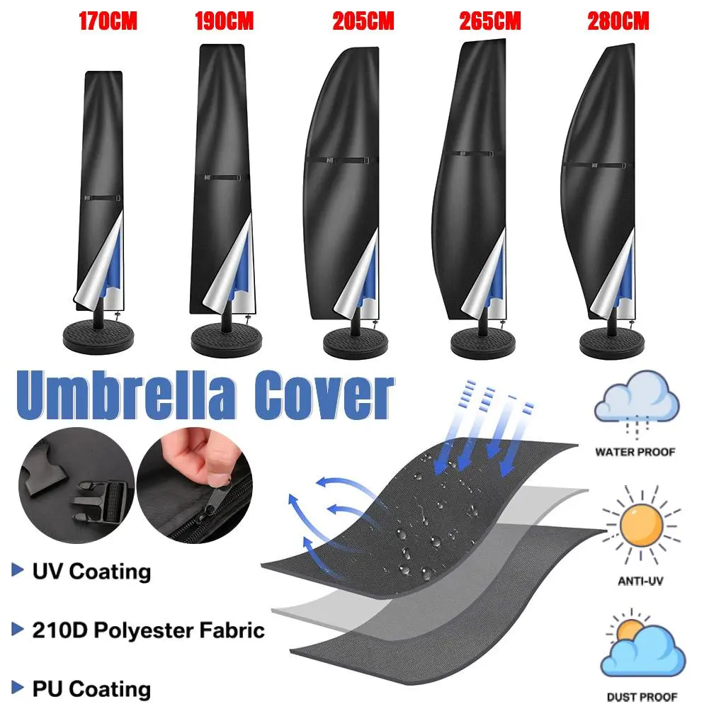 Patio Umbrella Parasol Cover Waterproof Outdoor Anti-UV Protective Cover Cantilever Parasol Rain Cover for Outdoor Umbrellas