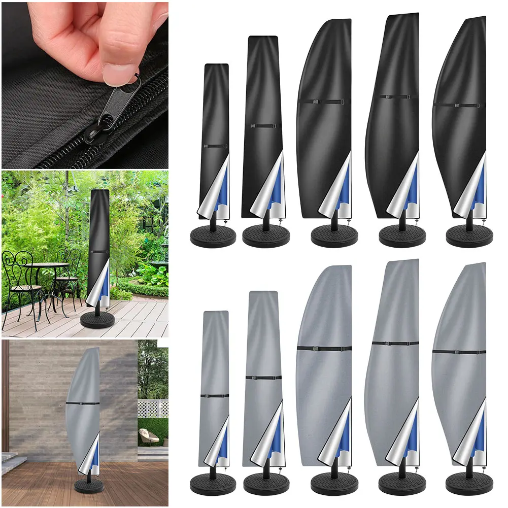 Patio Umbrella Parasol Cover Waterproof Outdoor Anti-UV Protective Cover Cantilever Parasol Rain Cover for Outdoor Umbrellas