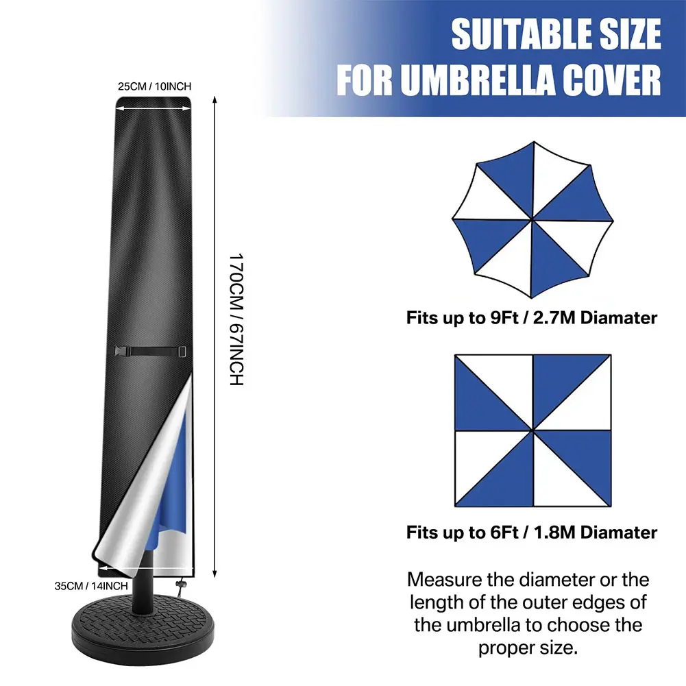 Patio Umbrella Parasol Cover Waterproof Outdoor Anti-UV Protective Cover Cantilever Parasol Rain Cover for Outdoor Umbrellas
