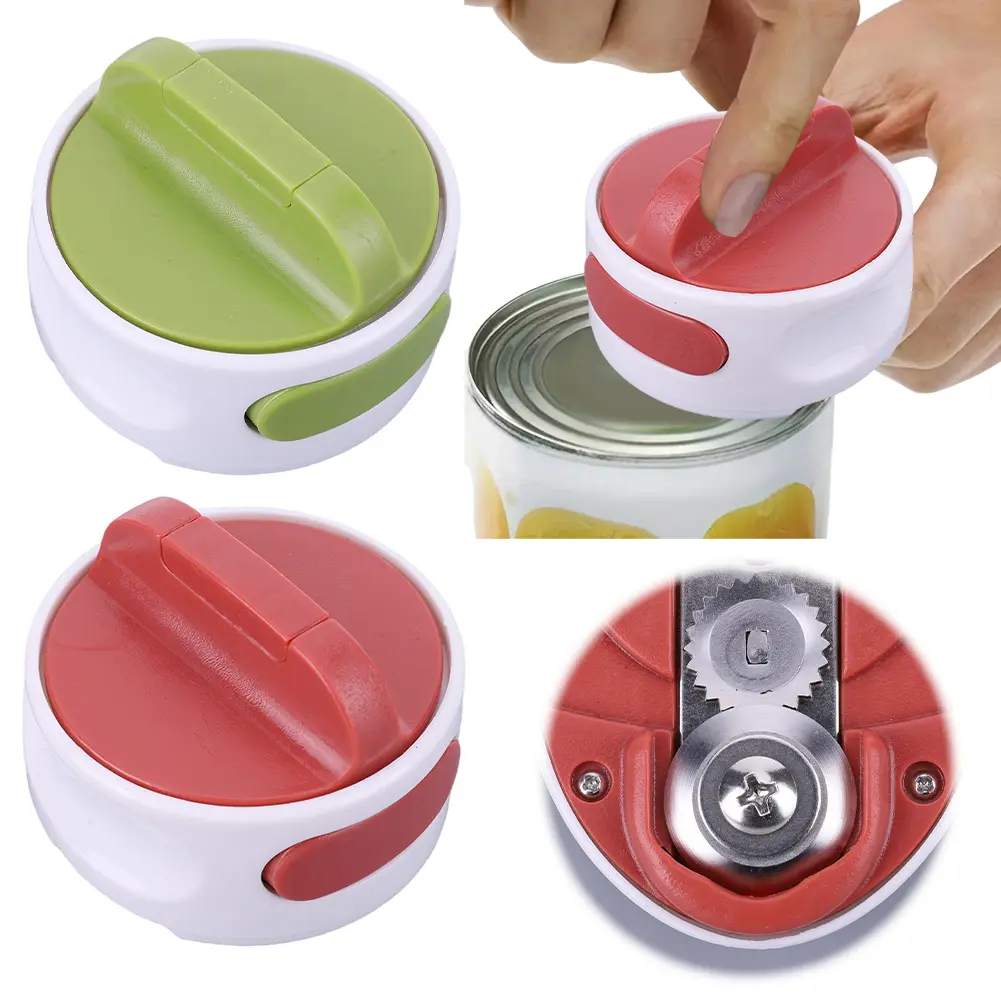 Can Opener Round Shaped Kitchen Tools & Gadgets Quicky Easy Twist Release Can Opener Knife Pocket Portable Manual Can Opener