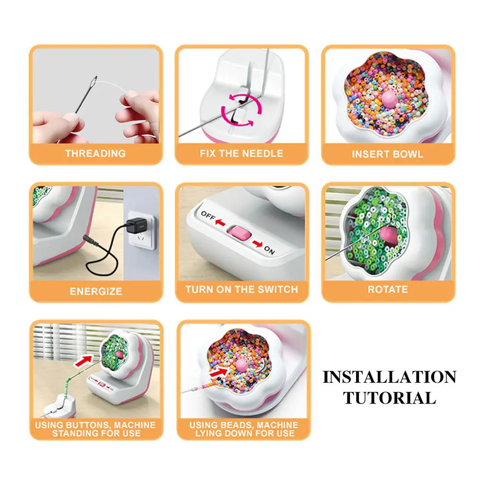 Electric Bead Spinner with Needle Clay Bead Spinner Bracelet Spinner and Necklace Making Machine for Jewelry MakingGift for Girl