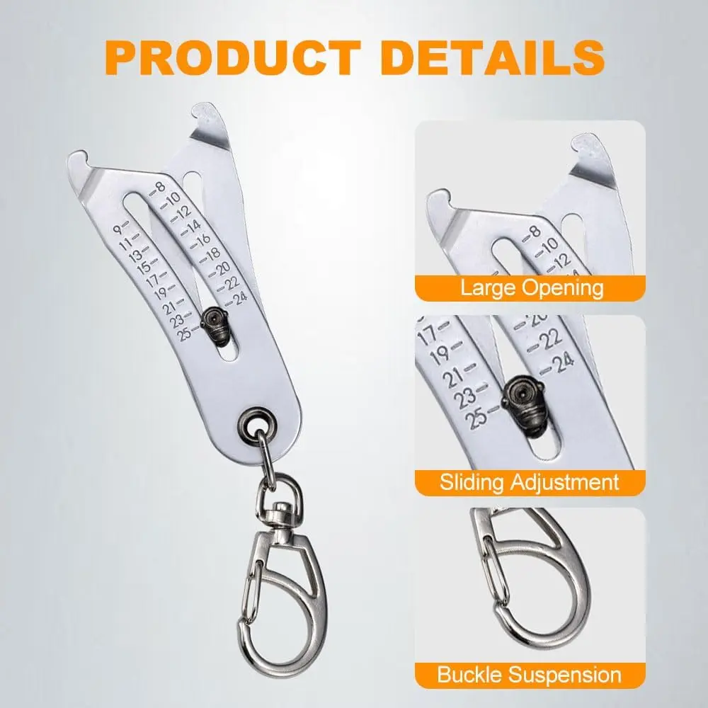 Nut Bolt Head Size Catcher Keychain Stainless Steel Nut & Bolt Head Sizer Metric Imperial Hexagon Nut Measurement Tool for DIY