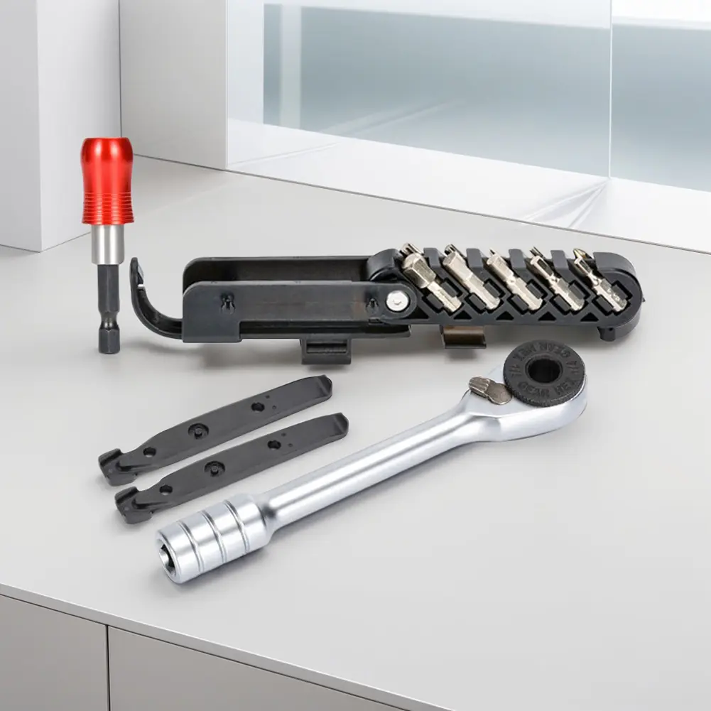 Portable Ratchet Wrench Tool Kit Quick Release Mini Ratchet Wrench Tool Kit Mountain Bike Road Bike Riding Repair Accessories