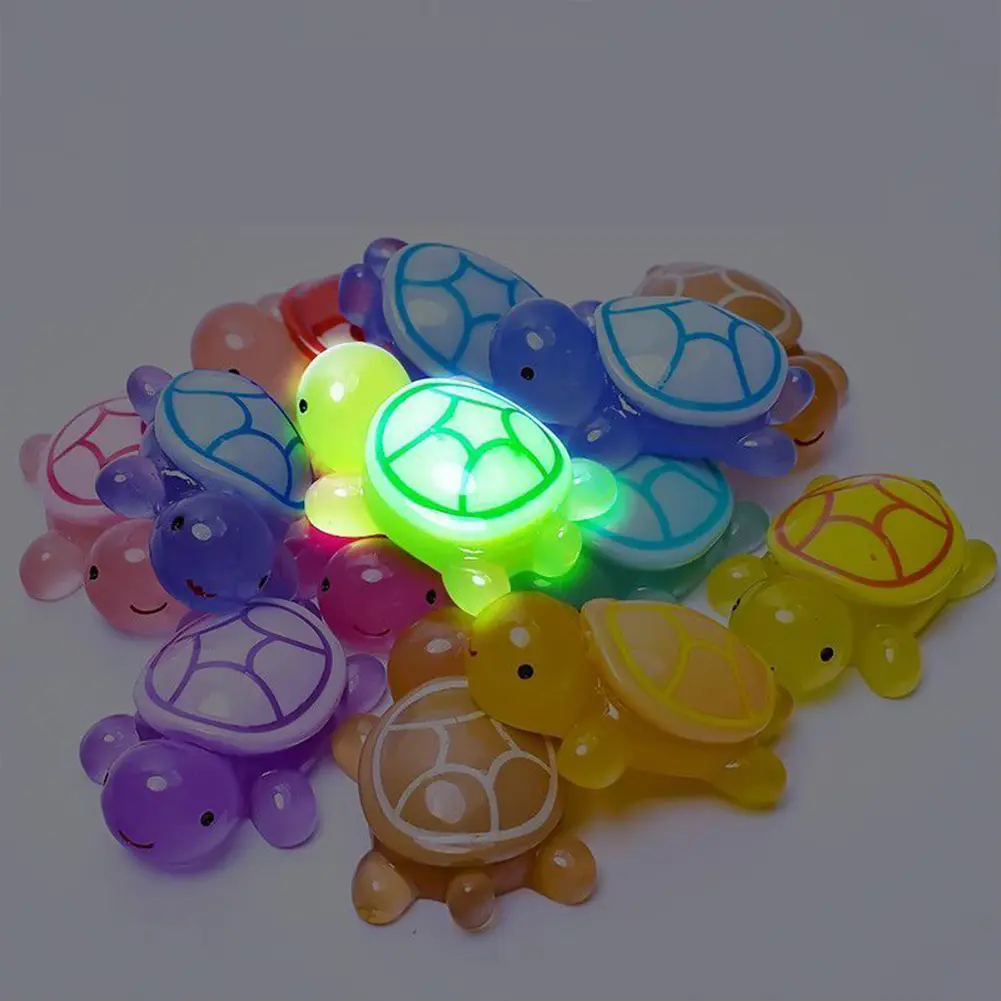 100Pcs Luminous Mini Resin Turtles Glow in The Dark Cute Tiny Turtles Mini Resin Animals Micro Landscape Home Decoration Gift
