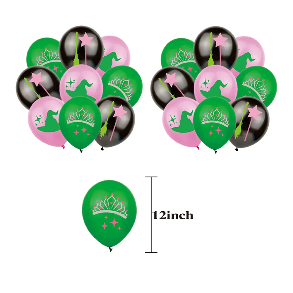 Disposable Wicked Birthday Party DecorationKit Cake Topper Magic Theme Party Ornament Wear Resist Mystery Witch Balloon Flag Set