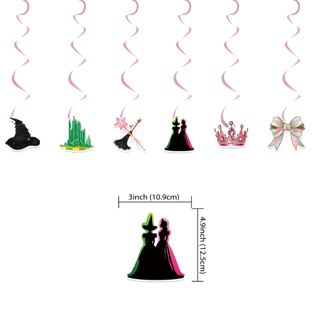 Disposable Wicked Birthday Party DecorationKit Cake Topper Magic Theme Party Ornament Wear Resist Mystery Witch Balloon Flag Set