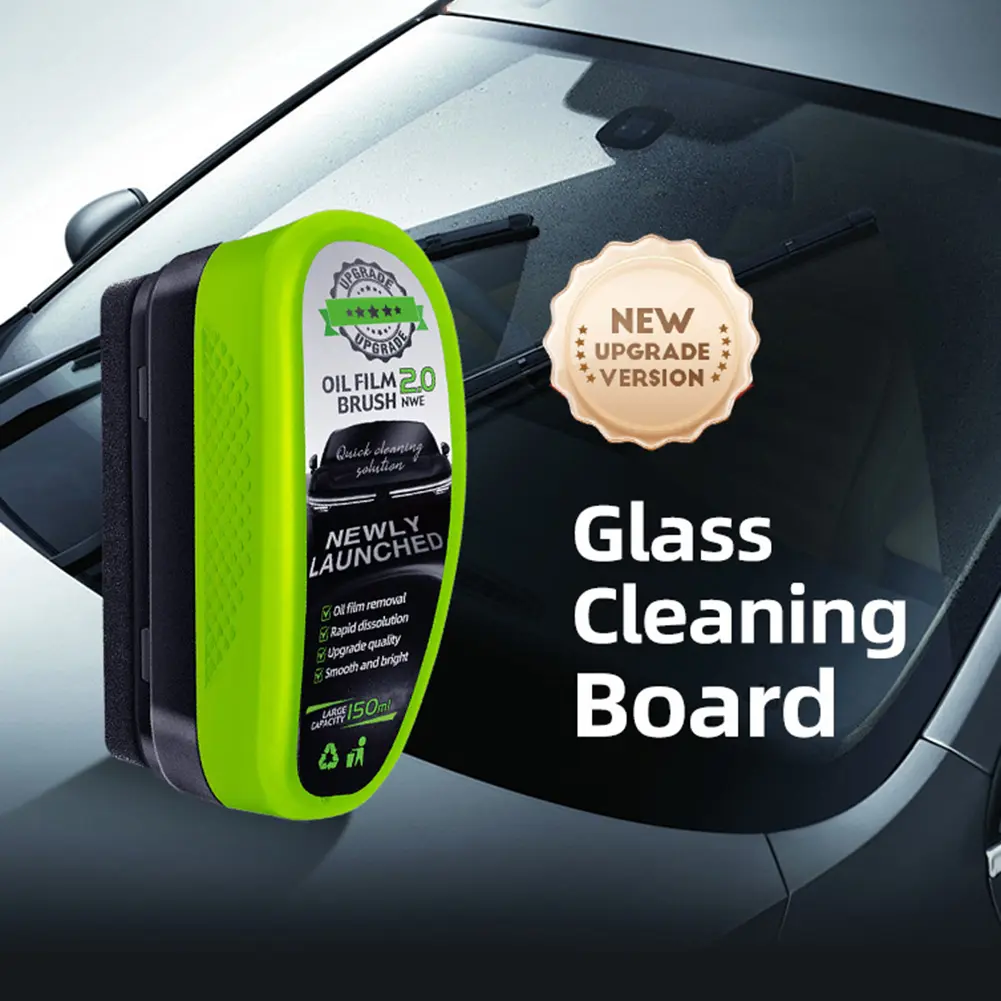 Automotive Oil Film Cleaning Brush Set for Car Care with 150ml Car Glass Cleaner Universal Glass Wipe Board Brush for Windshield