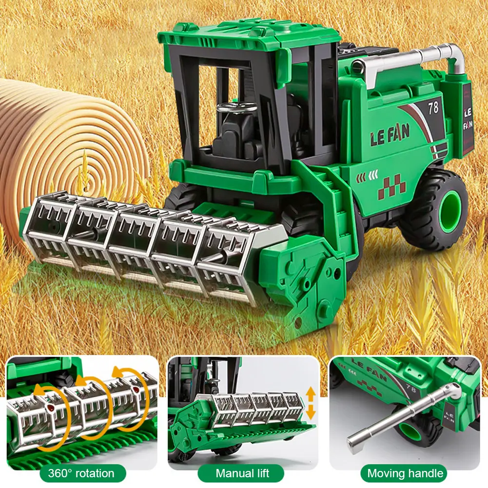 Friction Powered Combine Harvester Farm Toys Friction Powered Cars Farm Trucks Vehicle Tractor for Kids Christmas Birthday Gift