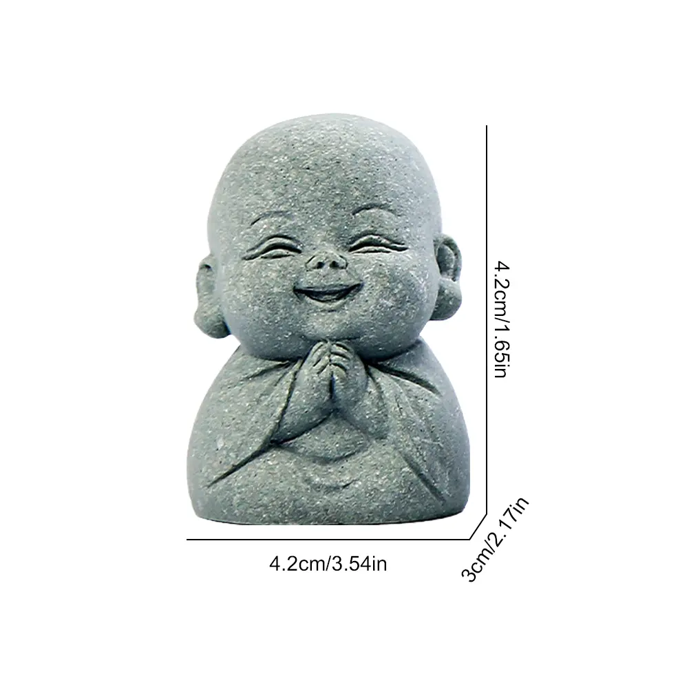 4Pcs Little Monk Figurine Cute Monk Sculpture Buddha Monk Statue for Home Office Car Fish Tank Decor