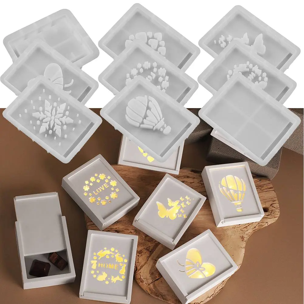 Silicone Storage Box Mould Hollow Out Storage Case Mold DIY Case Cement Mold Non Stick Rectangular Casting Mould for Home Decor