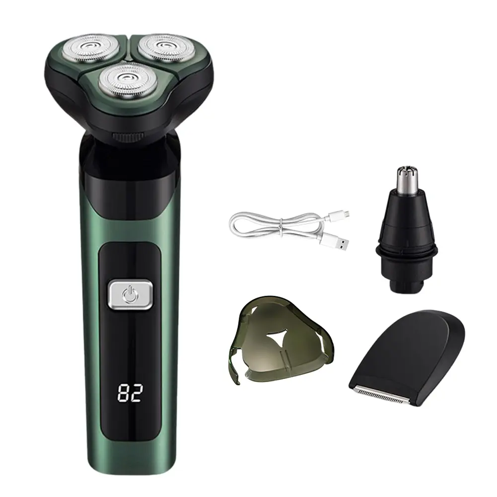 Men Electric Shaver Beard Shaving Machine Rechargeable Electric Razor Waterproof Cordless Shaver LED Display for Home Travel