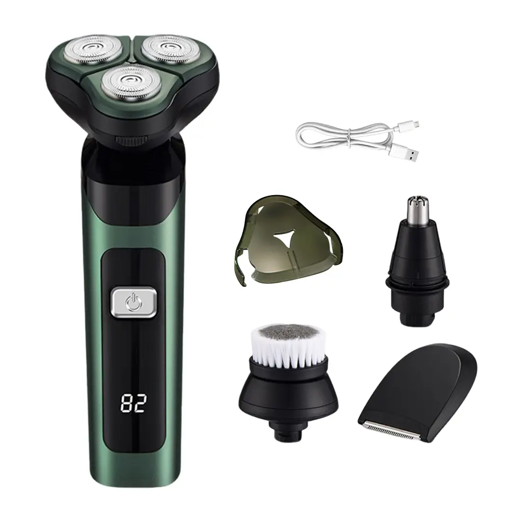 Men Electric Shaver Beard Shaving Machine Rechargeable Electric Razor Waterproof Cordless Shaver LED Display for Home Travel