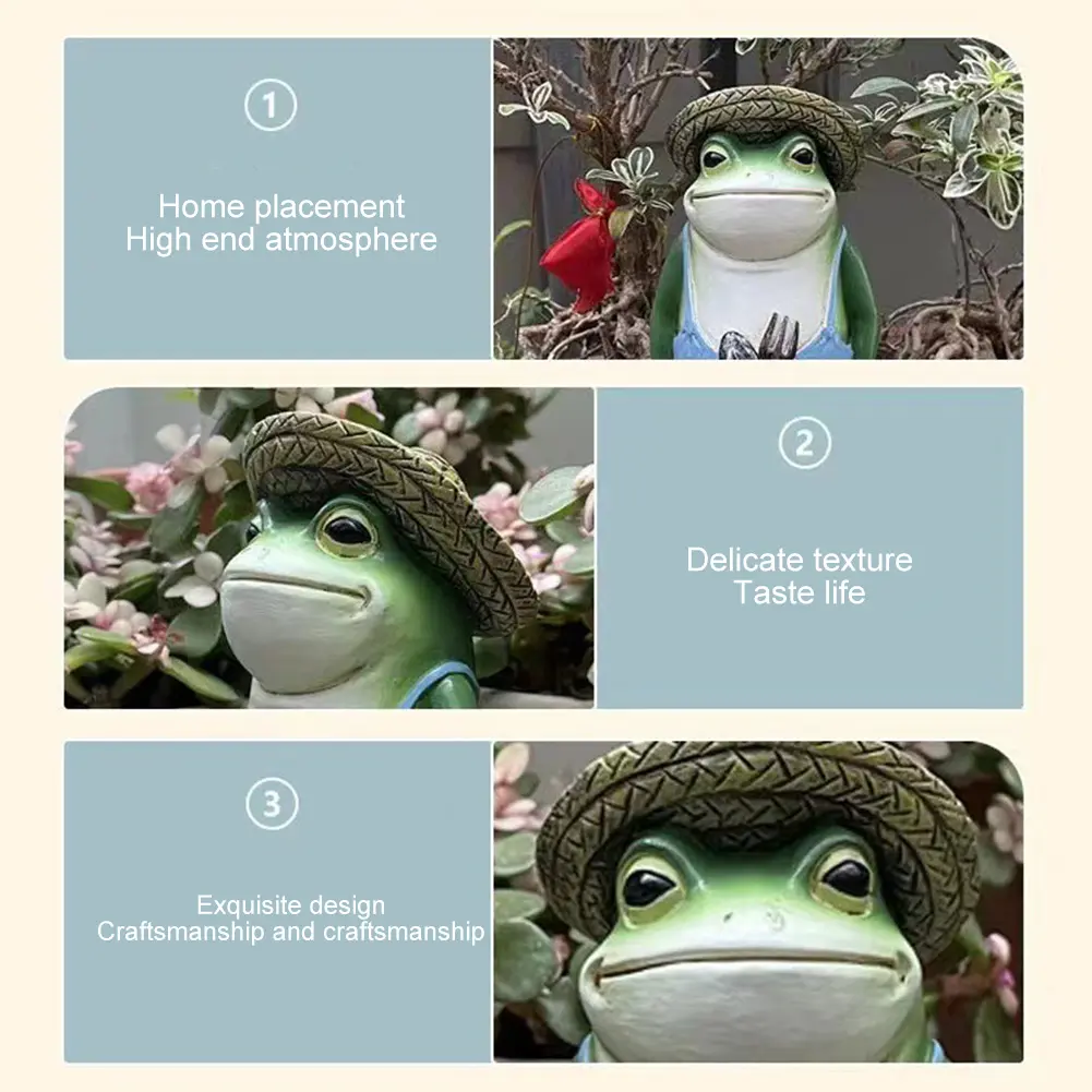 Frog Potted Ornament Resin Frog Succulent Flower Pot Creative Small Frog Figurine Planter for Indoor Outdoor Decor
