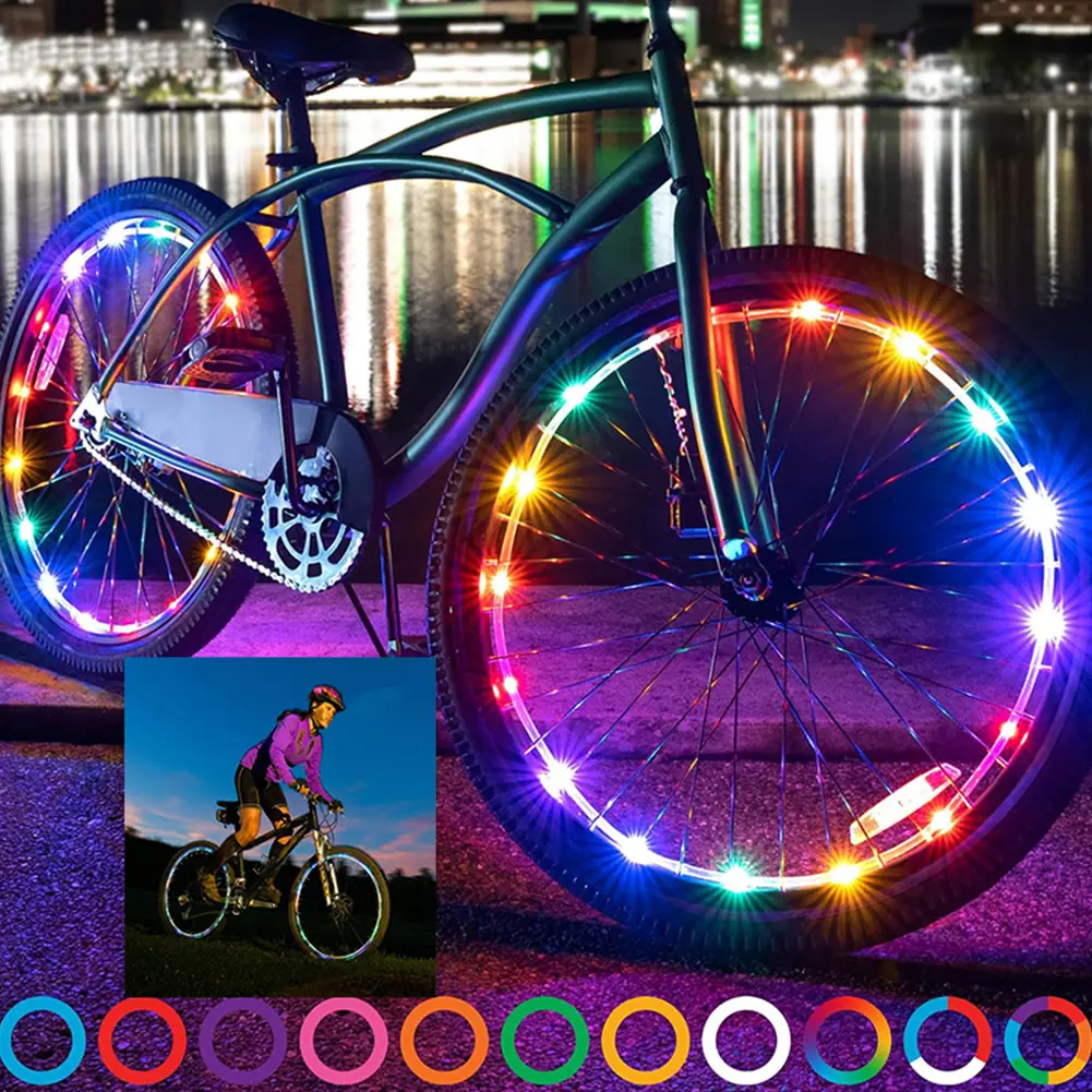 LED Bike Wheel Lights Waterproof Bicycle Tire LED Light Remote Control Bike Spoke Lights 16 Colors for Kids Adults Night Riding