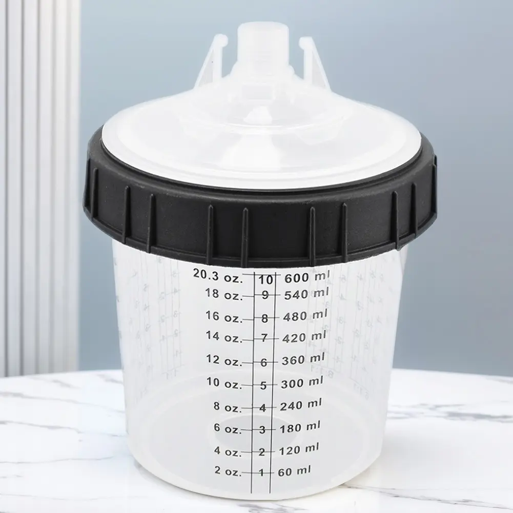 Paint Mixing Cup System 20 Ounce 600ml Kit Disposable 1 Hard Cup with Retainer Ring 20 Plugs Paint Sprayer Mixing Cup