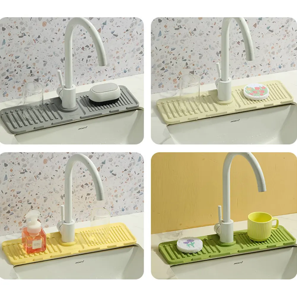 Silicone Sink Splash Guard Quick Dry Drip Catcher Tray Multi-Purpose Water Catcher Mat Water Drainer Mat for Kitchen Bathroom