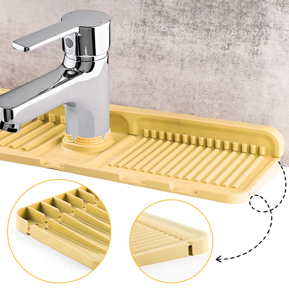 Silicone Sink Splash Guard Quick Dry Drip Catcher Tray Multi-Purpose Water Catcher Mat Water Drainer Mat for Kitchen Bathroom