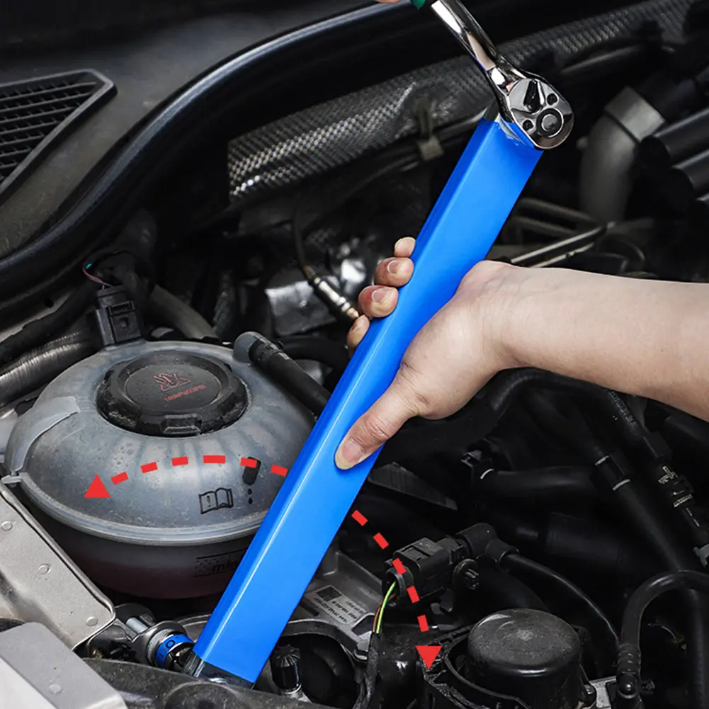 Professional Offset Extension Wrench with 1/2in 1/4in and 3/8in Drive Adapters Tight Spaces Extension Tool Auto Repair Tool