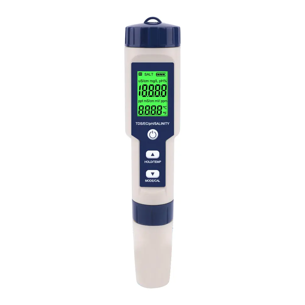 5 in 1 Digital TDS/EC/PH/Salinity/Temperature Meter Water Tester Monitor PH TDS EC Salinity Temp Meter for Aquariums Pools Spa