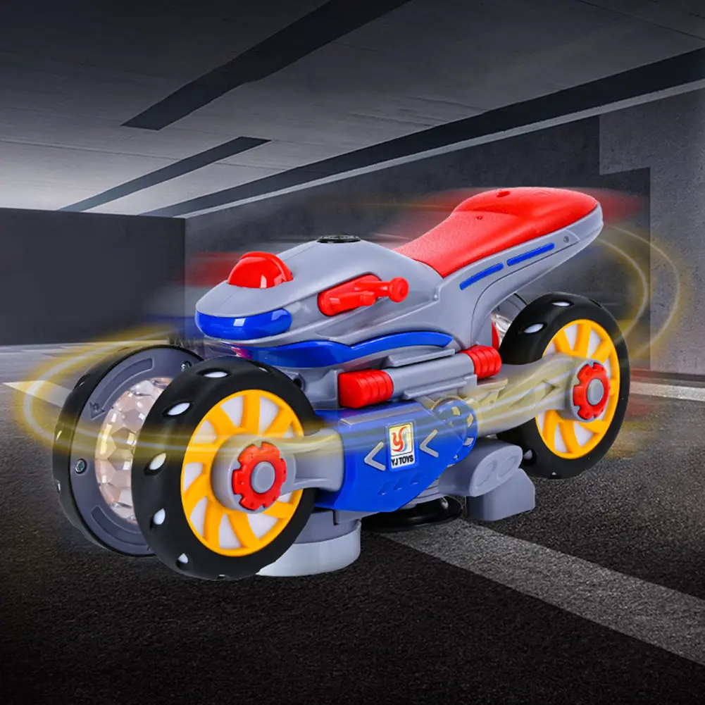 Electric Deformation Motorcycle Toy with LED Light and Music 360° Rotation Transforming Motorcycle for Children Kid Toddler