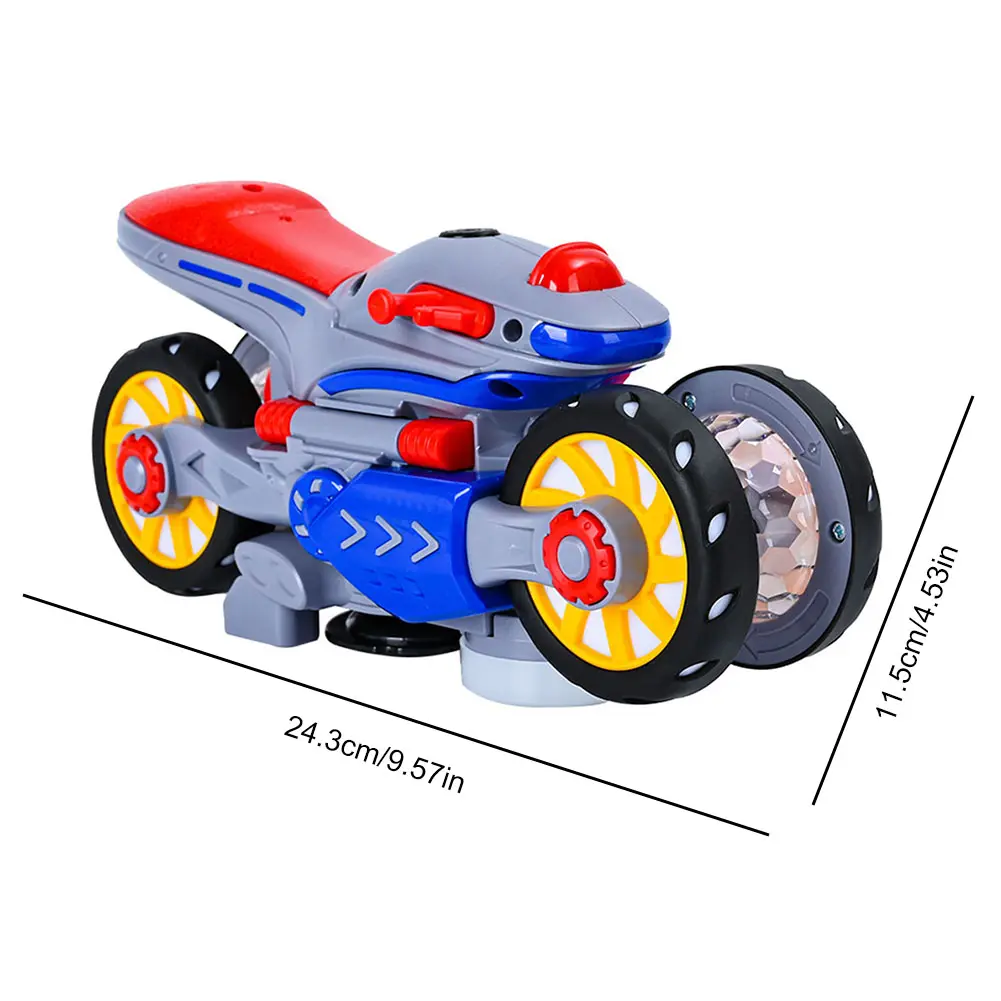 Electric Deformation Motorcycle Toy with LED Light and Music 360° Rotation Transforming Motorcycle for Children Kid Toddler
