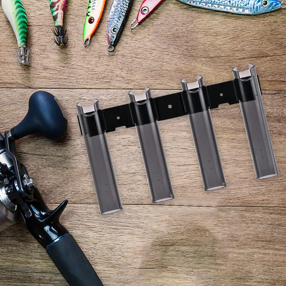 Fishing Rod Holder Bracket 4 Tubes Rod Rack Fishing Pole Holder Wall Mounted Fishing Rod Holder for Wall Garage
