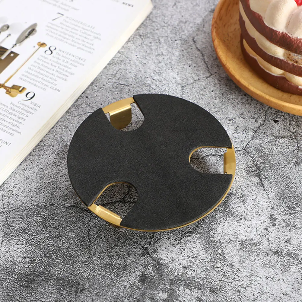 6Pcs Stainless Steel Coasters Gold Cup Coasters Set with Holder Round Cup Coasters Non Slip Heat-Resisitant Metal Cup Coasters