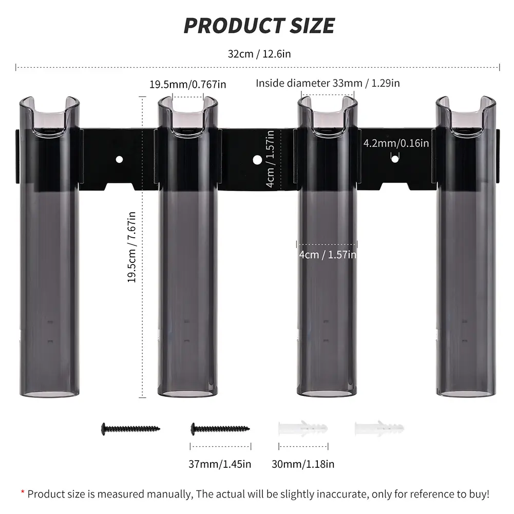 Fishing Rod Holder Bracket 4 Tubes Rod Rack Fishing Pole Holder Wall Mounted Fishing Rod Holder for Wall Garage
