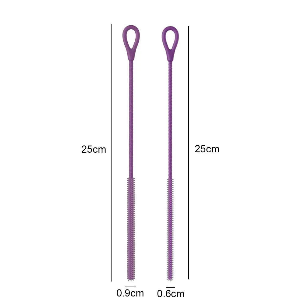 2Pcs Silicone Straw Cleaner Brush Reusable Straw Brush 6mm 9mm Straw Cleaning Brush for Cleaning Metal Glass Straws