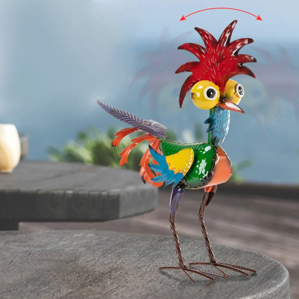 Metal Garden Statue Rooster Waterproof 22CM Chicken Sculpture Yard Art Chicken for Outdoor Patio Backyard Decoration