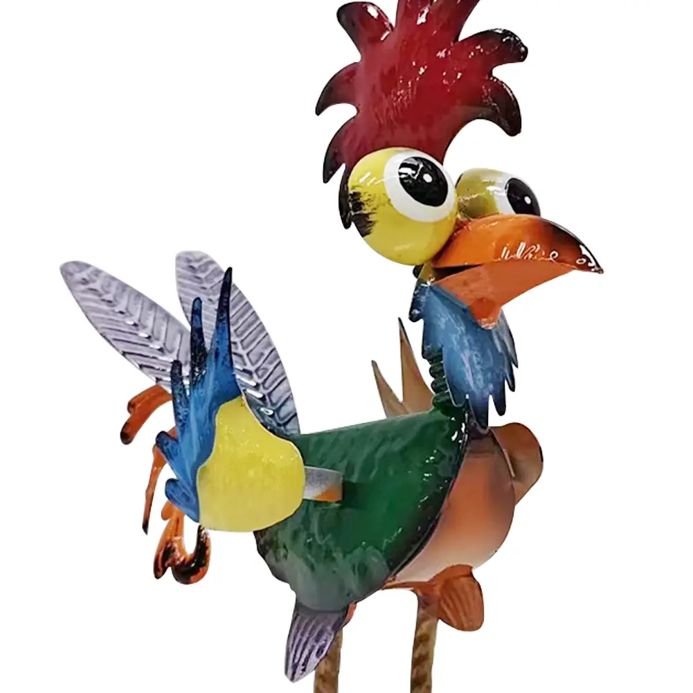 Metal Garden Statue Rooster Waterproof 22CM Chicken Sculpture Yard Art Chicken for Outdoor Patio Backyard Decoration