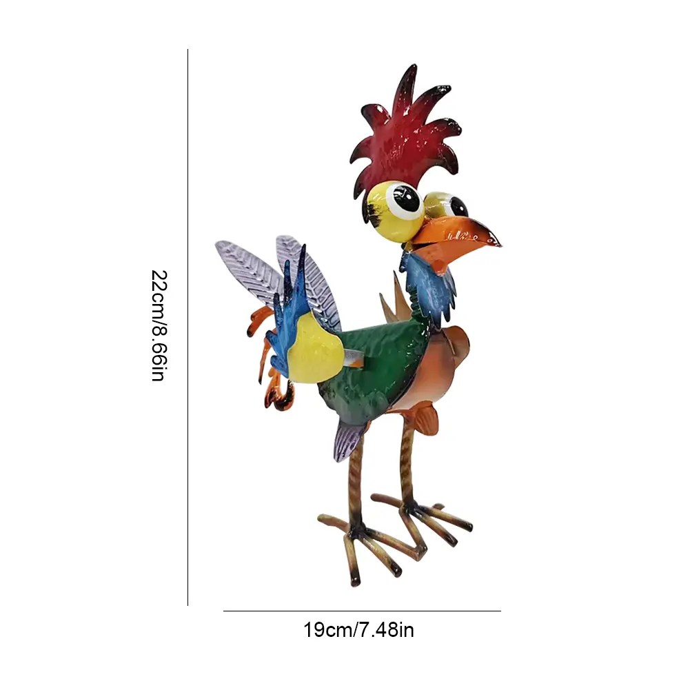 Metal Garden Statue Rooster Waterproof 22CM Chicken Sculpture Yard Art Chicken for Outdoor Patio Backyard Decoration