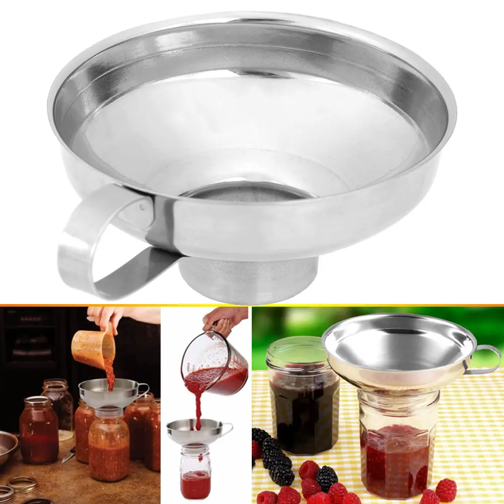 Stainless Steel Funnel Wide Mouth Funnel with Handle Canning Funnel Dishwasher Safe Oil Pouring Tool for Filling Bottle