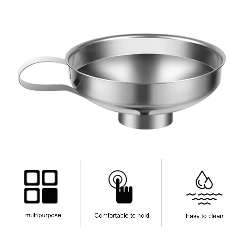 Stainless Steel Funnel Wide Mouth Funnel with Handle Canning Funnel Dishwasher Safe Oil Pouring Tool for Filling Bottle