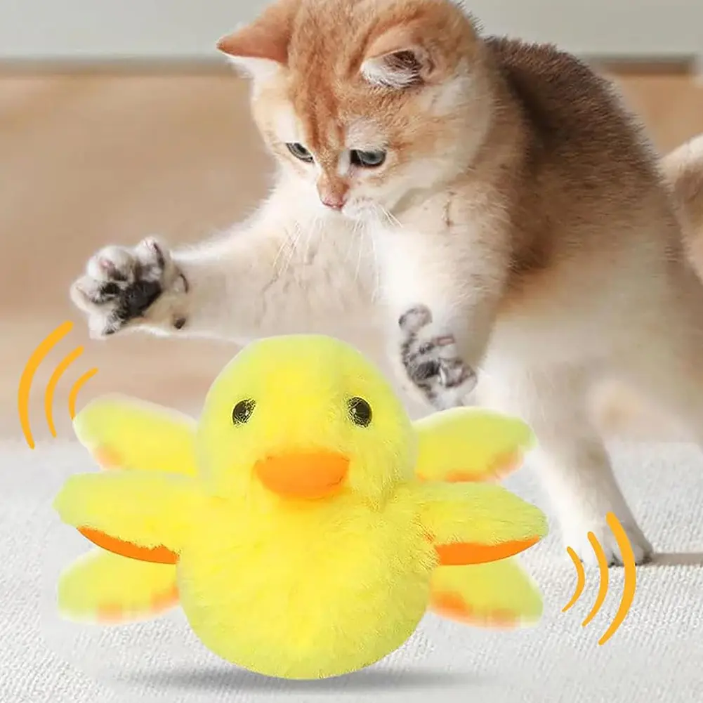 Flapping Duck Cat Toy Rechargeable Cat Exercise Plush Duck with Lifelike Quack Chirping Kitten Catnip Toy Cat Kicker Toys