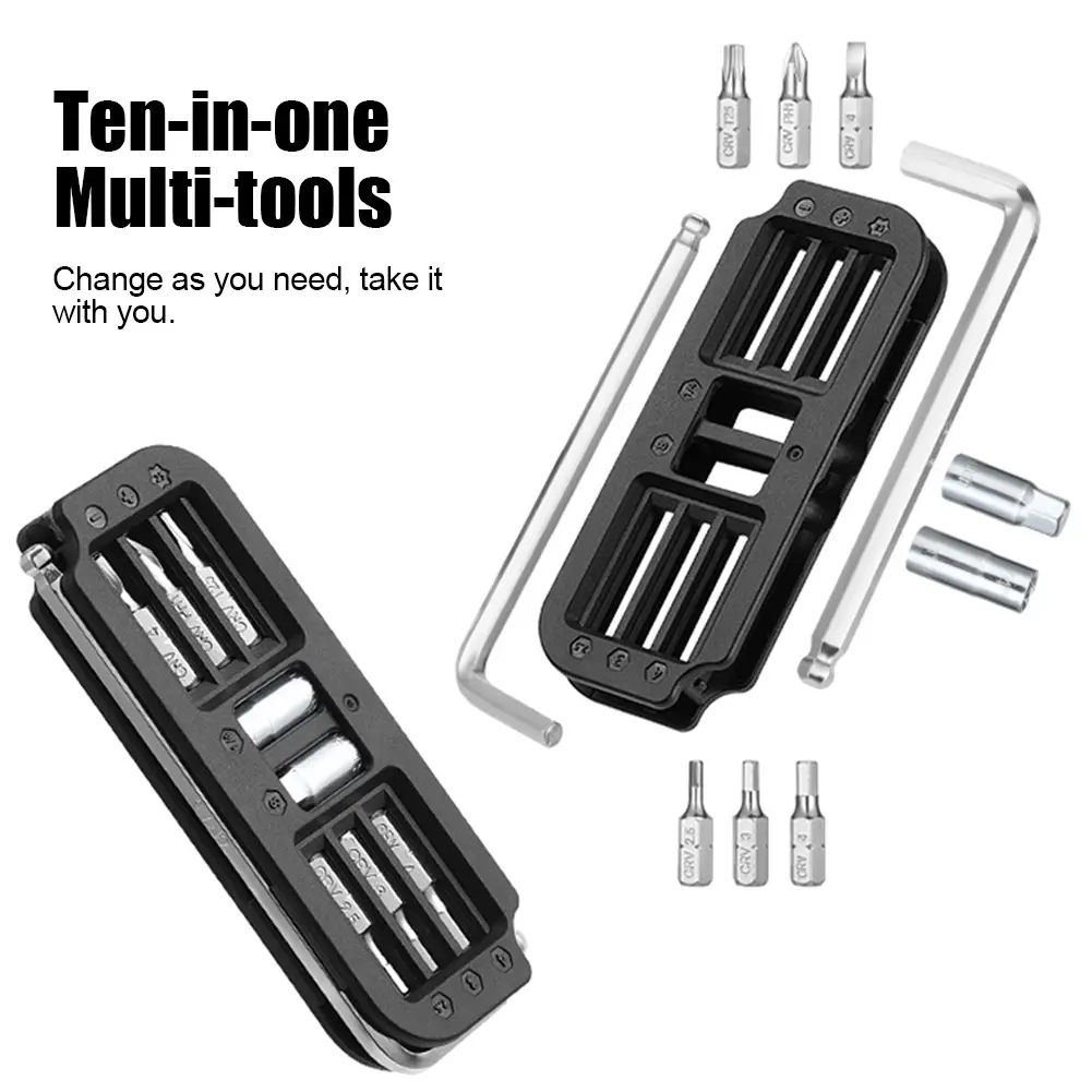 10-in-1 Bicycle Multi-Tool Steel Cycling Combination Maintenance Tools Portable Bike Maintenance Tool Bike Repair Tool Kit