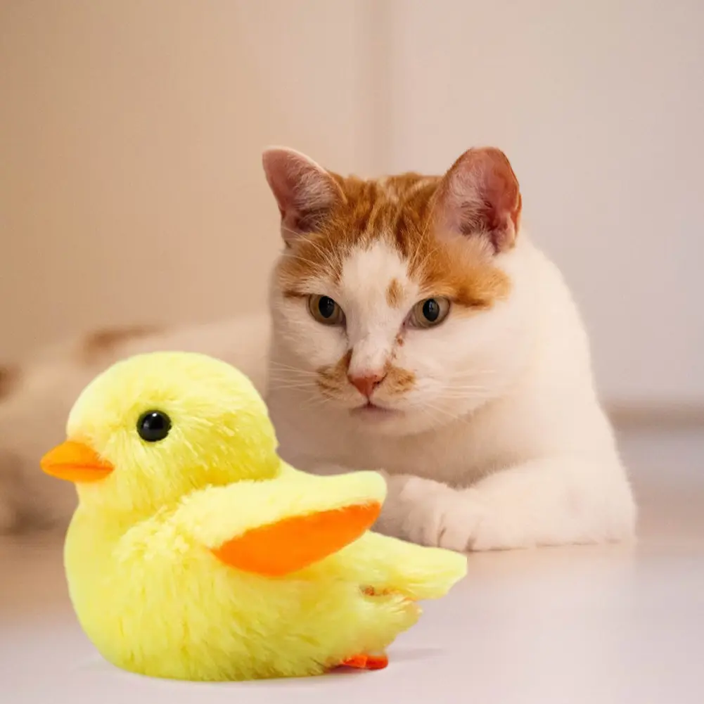 Flapping Duck Cat Toy Rechargeable Cat Exercise Plush Duck with Lifelike Quack Chirping Kitten Catnip Toy Cat Kicker Toys