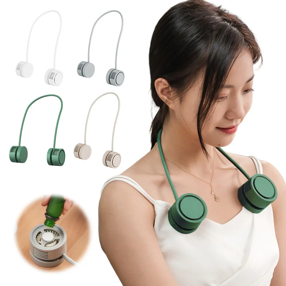 Portable Bladeless Rechargeable Neck Fan 3 Speeds Double Headed Necklace Fan Hands Free Necklace Fan for Indoor & Outdoor Travel