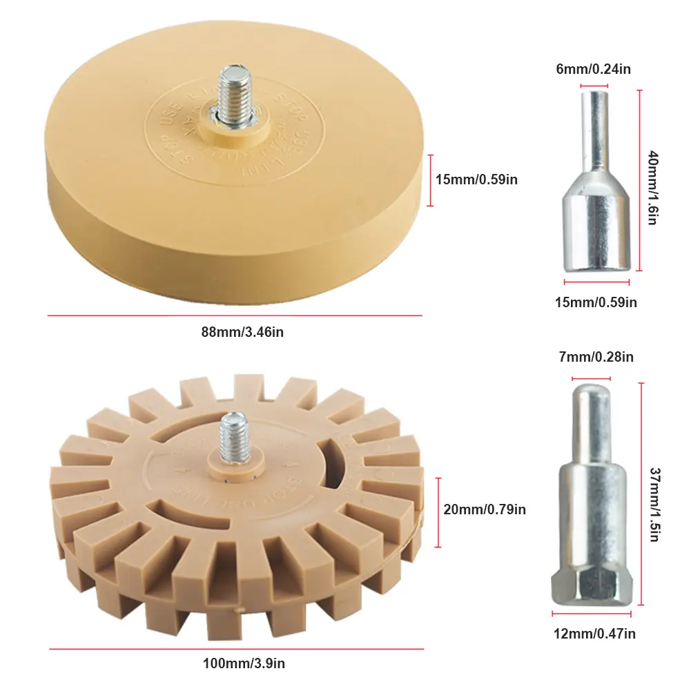 2Pcs Car Eraser Wheel Rubber Car Polishing Tools Polishing Wheel Decal Remover for Car Glue Stickers Decals