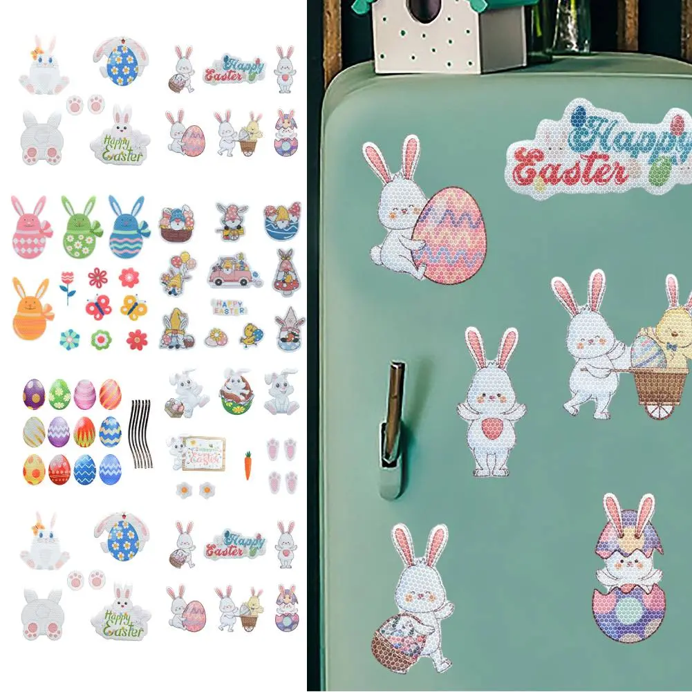 Fridge Stickers Creative Easter Bunny Egg Refrigerator Magnetic Stickers Cute Happy Easter Magnet for Festival Day Car Refrigera